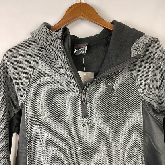 Spyder Boundless | NWT Charcoal & Black Quarter Zip Pullover Hoodie Sweatshirt - Picture 5 of 12